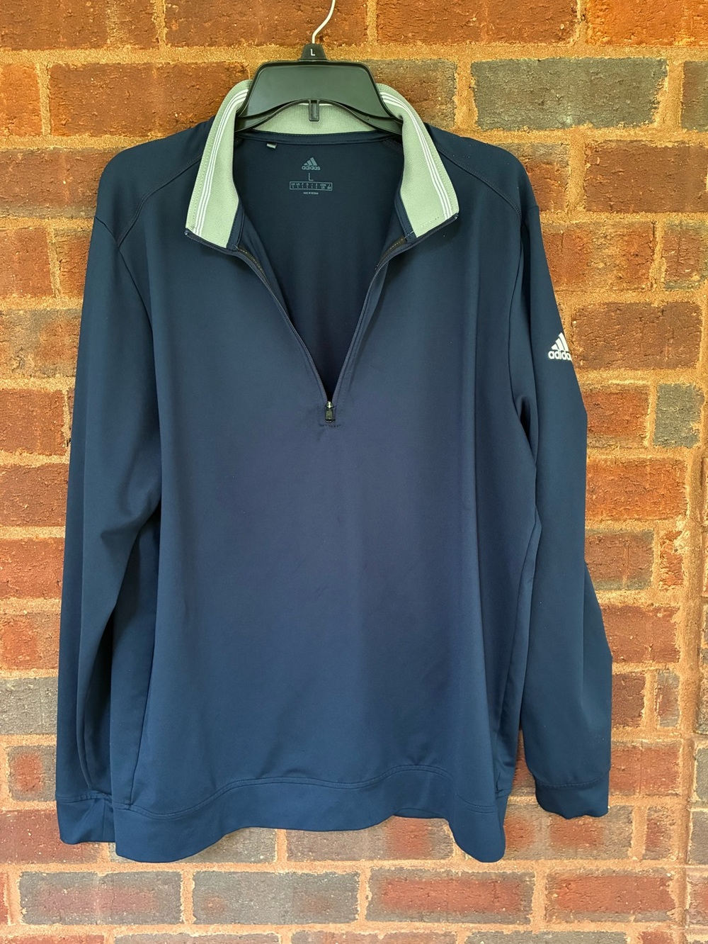 adidas Navy Quarter-Zip Pullover with Light Gray Collar